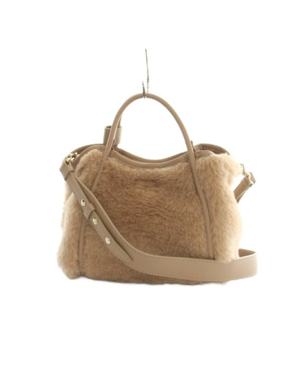 Max Mara Marine Teddy Bear 2-Way Shoulder Bag Wool Silk Blend Beige